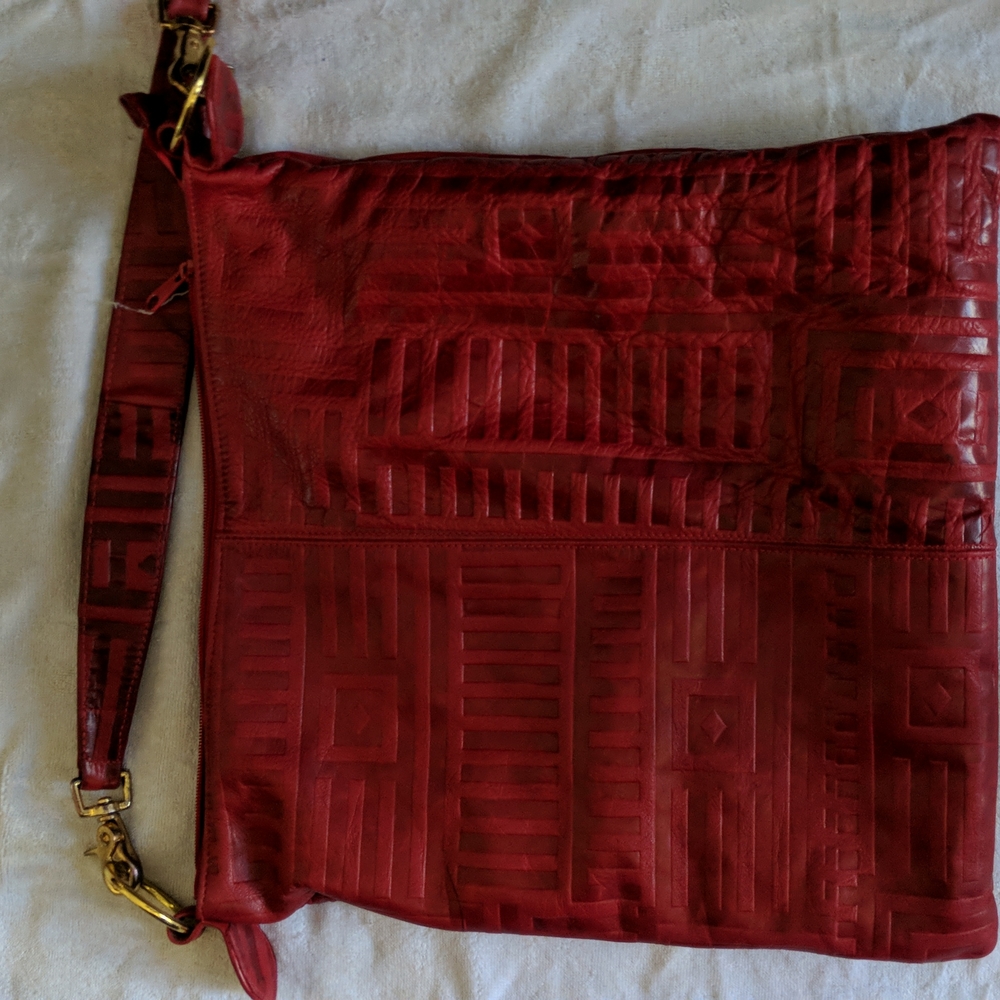 red leather pattern  purse